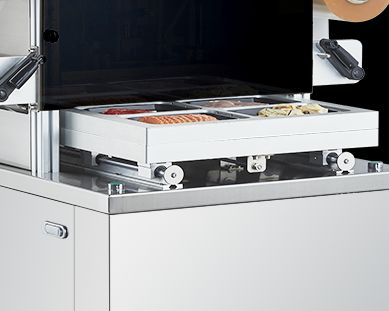 Fully Automatic Vacuum Skin Sealing Machine DQ480VSL with Food Grade 304 Stainless Steel and 6061 Anodized Aluminum Mold for MAP Packaging