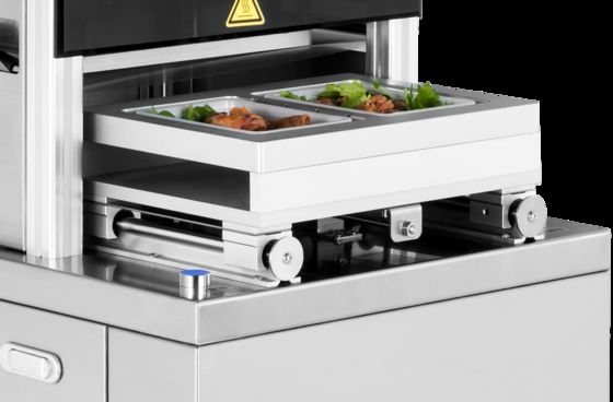 Commercial Automatic Tray Sealer DQ320L-E with Food Grade 304 Stainless Steel and 6061 Anodized Aluminum Mold for Modified Atmosphere Packaging