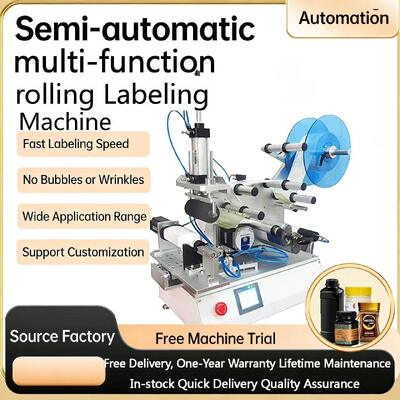 Semi-automatic Multi - Function Rolling Labeling Machine CH-616A for Plastic Boxes and Conical Bottles and Glasses