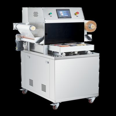 Machine d'étanchéité à la peau sous vide entièrement automatique DQ440VSL avec acier inoxydable de qualité alimentaire 304 et moule en aluminium anodisé 6061 pour emballage MAP