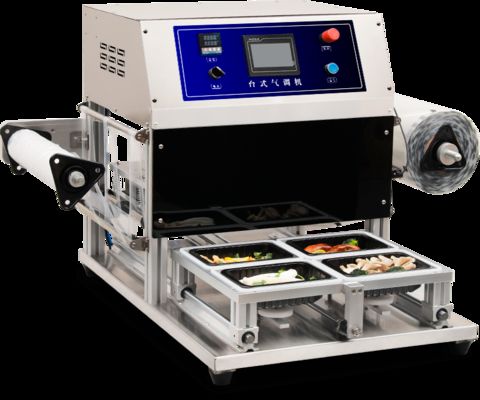 Machine d'étanchéité des plateaux en acier inoxydable de qualité alimentaire entièrement automatique DQ370T-E avec injection de dioxyde de carbone d'azote pour emballage en atmosphère modifiée
