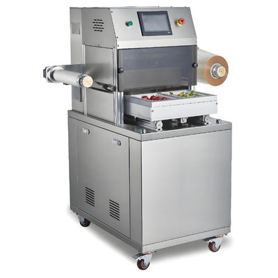 Scelleuse de barquettes automatique DQ320L-V avec acier inoxydable de qualité alimentaire 304 et moule en aluminium anodisé 6061 pour emballage sous vide par déplacement