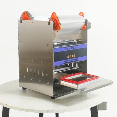 Machine électrique semi-automatique manuelle d'étanchéité du thé au lait DF2014T-S avec un corps en acier inoxydable de qualité alimentaire et un moule en aluminium anodisé 6061